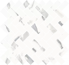 620110000211 Stellaris Statuario White Mosaico Cross Nat 31.5x29.7