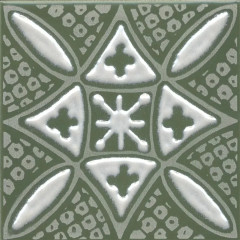 Плитка KMD3STA019GN Декор Бахия 2 зелёный глянцевый 9,8x9,8x0,7